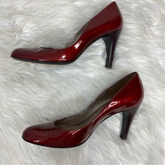 Salvatore Ferragamo Women’s Red Patent Leather Almond‎ Toe Designer Pumps US 8 - Picture 7 of 16